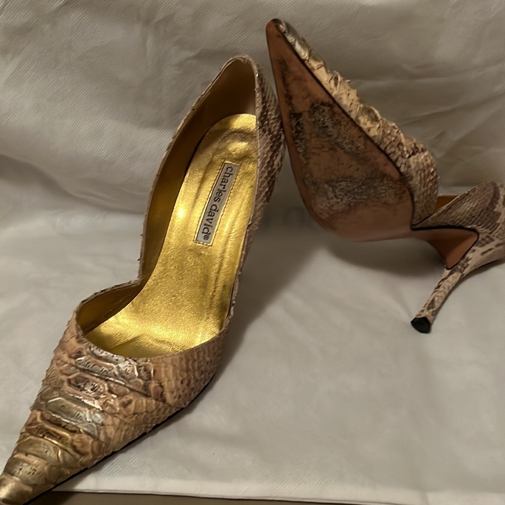 Charles David Python Snakeskin Metallic (Gold/Sil… - image 6